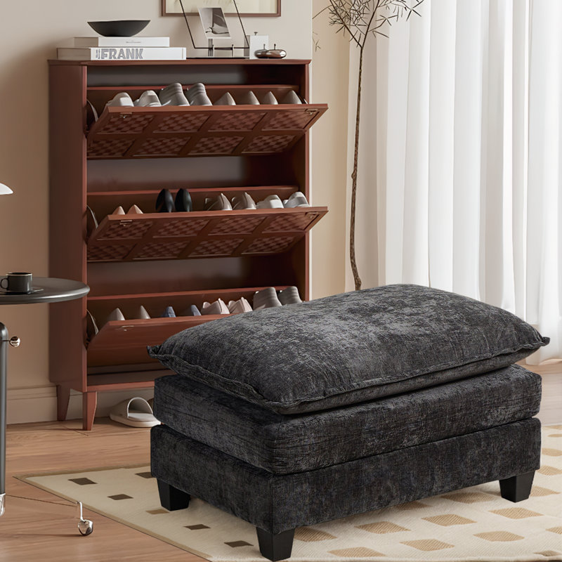 Modular Cloud Sofa Ottoman - Comfy Double Layer Cushion, Living Room Seating, Black