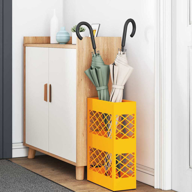 Umbrella Stand With Storage 28 X 12 X 41 Cm Steel, Mustard Yellow