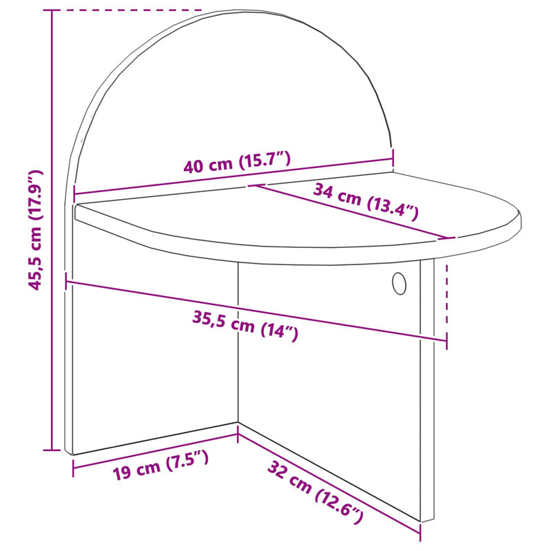40cm W Manufactured Wood Bedside Table, White
