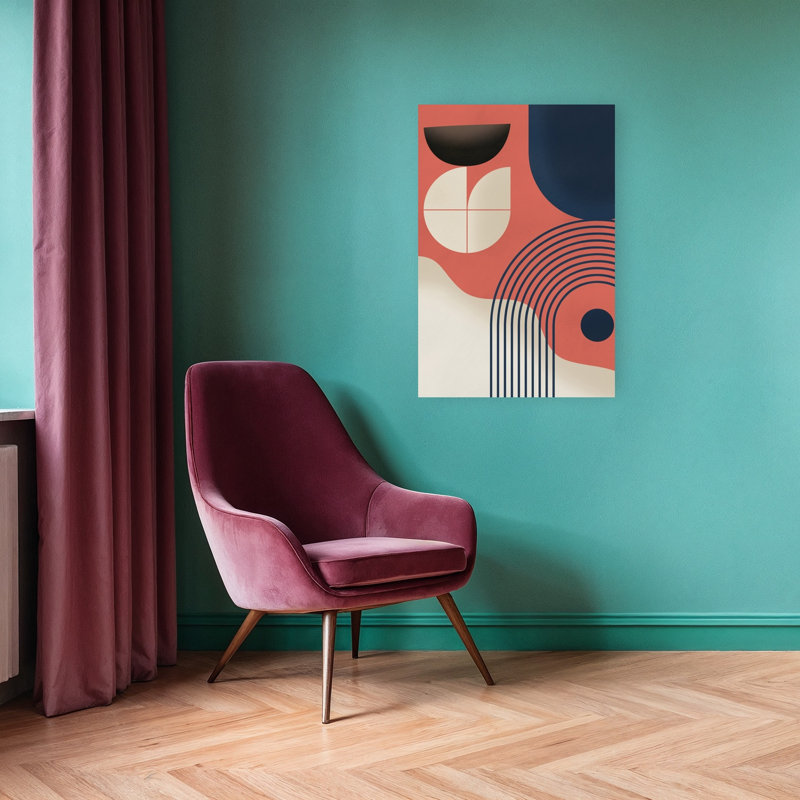 Modern Geometric Curves Abstract Contemporary Geometric Wall Art Print, 91.44cm H x 60.96cm W