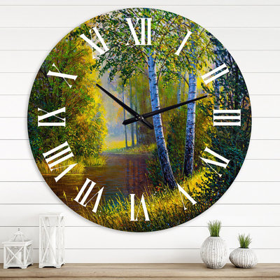 Morning Sunlight Through The Birches II - Lake House wall clock