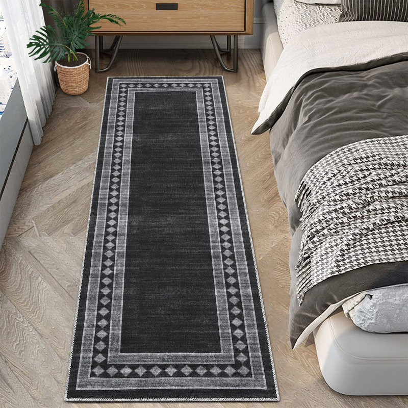 Living Room Rug Large Ultra-Soft Floor Carpet With Rubber Backing Non-Shedding Thin Accent Rug Machine Washable Bordered Indoor Carpet