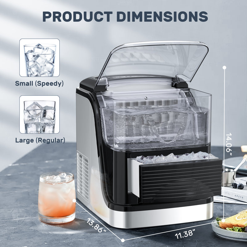 Machine à glaçons cubique, 2 glaçons, 33 lb / jour, 24 pièces de glaçons par cycle, grande capacité de rangement des glaçons, épaisseur de glace réglable pour la maison / le bureau / le dortoir