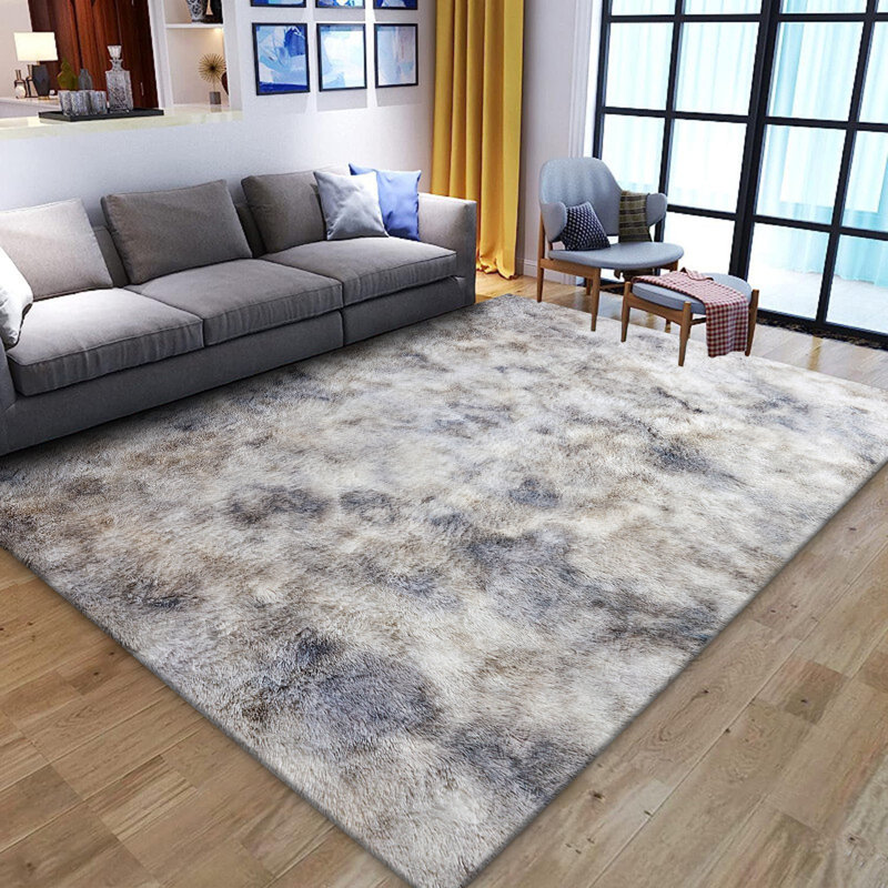 Aamaira Solid Colour Hand Knotted Machine Tufted TYE DYE LIGHT GREY Rug, Rectangle 120 x 170cm