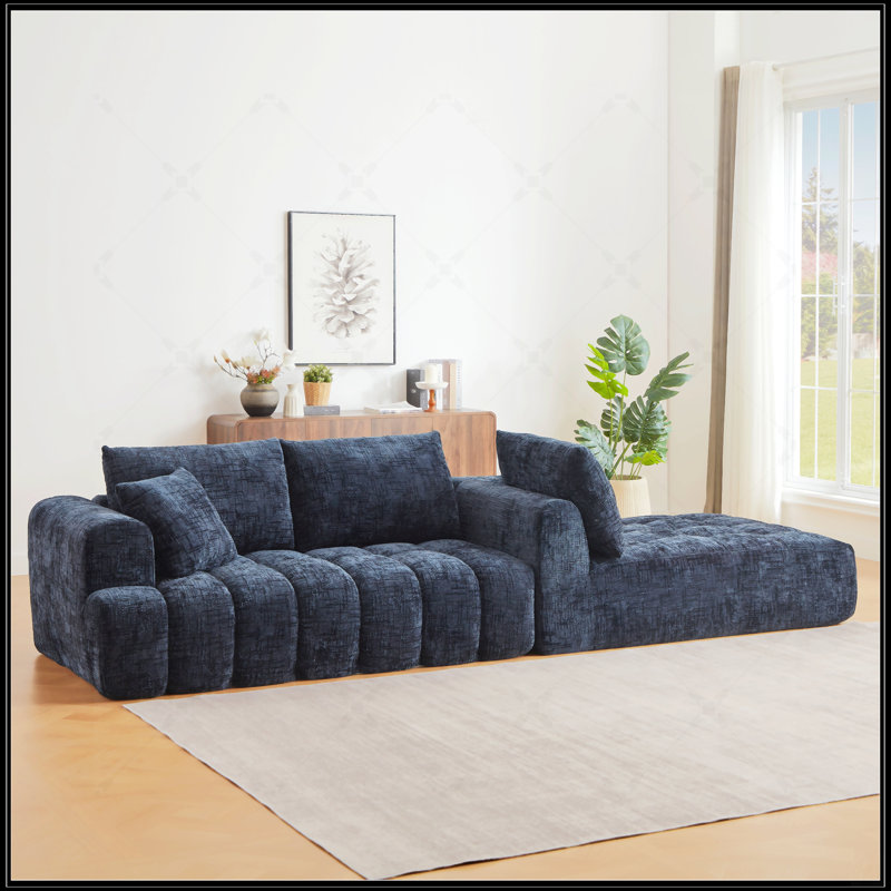 Canapé modulaire surdimensionné en L Chenille, design minimaliste, canapé-lit confortable pour les salons, les appartements et les espaces de réception