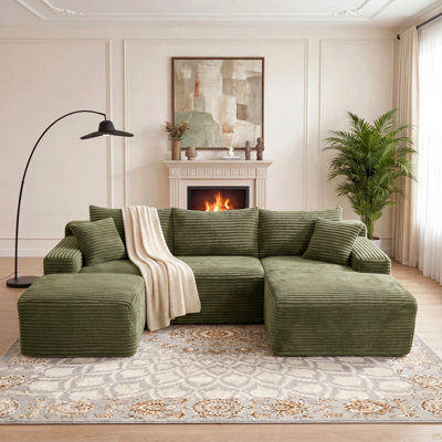 94.5" U-Shaped Cloud Sectional Sofa with Deep Seat,No Assembly Required,Modular Couches Sleeper for Living Room,Bedroom,Apartment