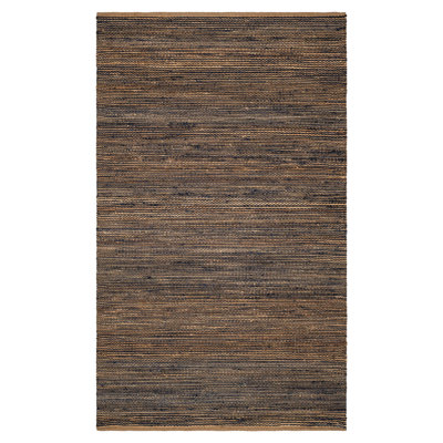 Striped Blue/Natural Handwoven Jute Rug