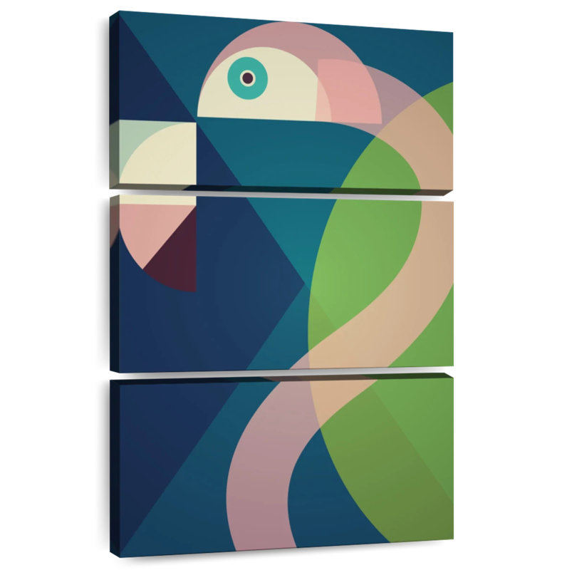 Ashelle flamant rose Mid-Century abstrait géométrique, H 32 po x l 20 po