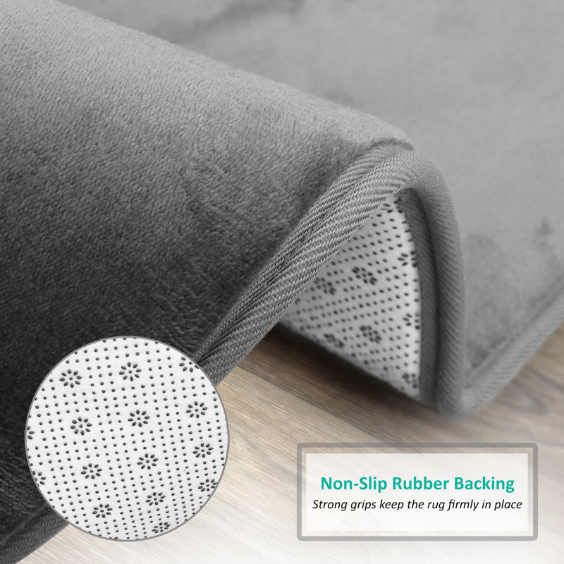 Steph Luxury Ultra Soft and Absorbent Memory Foam Bath Rug Set with Non-Slip Backing, Small: 17"W x 24"L, Gray