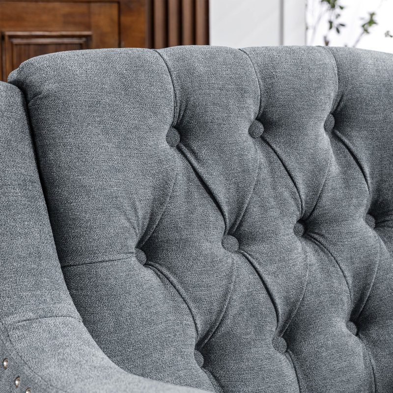 Birdell Upholstered Armchair, Gray 100% Linen