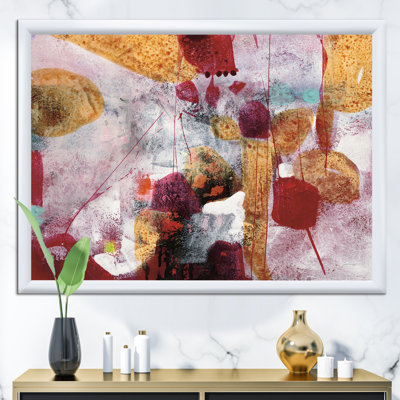 «Abstract Watercolor with Red and Yellow», reproduction sur toile encadrée