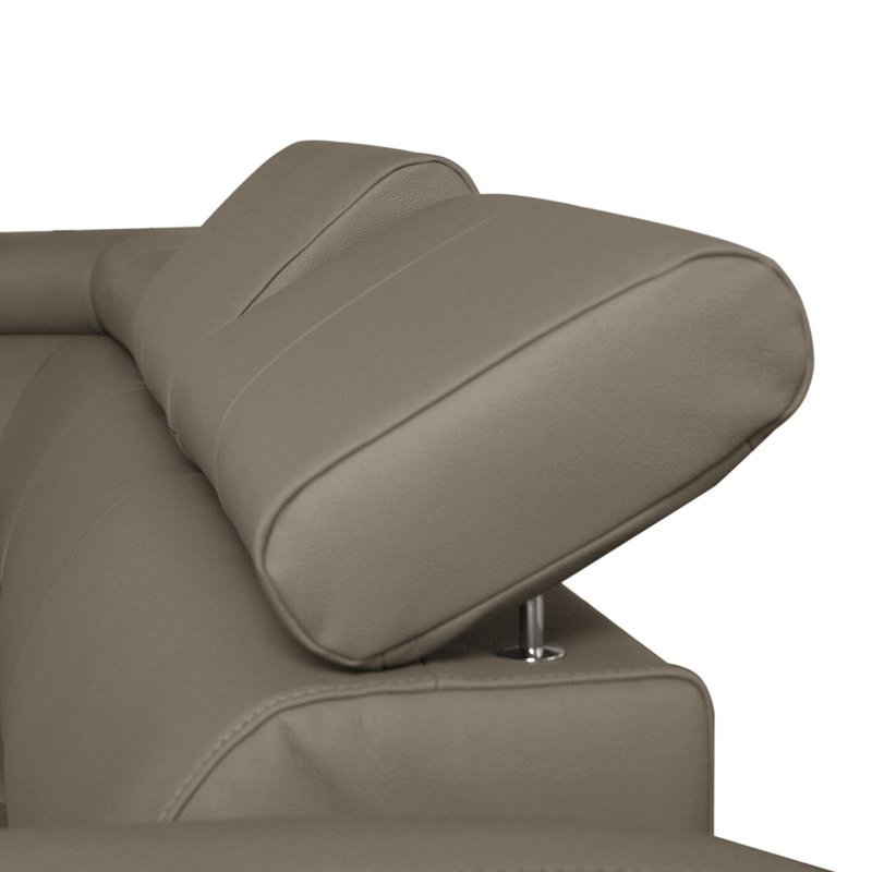 Avais Leather Large Corner Sofa in U-form, Left Hand Facing, Taupe, No