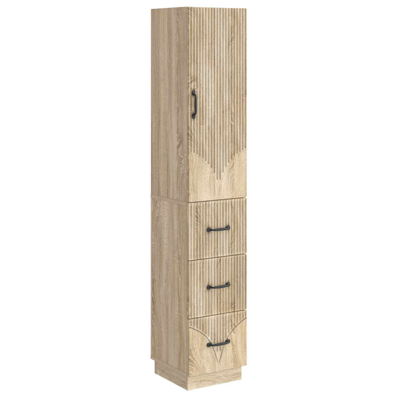  Cabinet Set 2 Pcs Engineered Wood Storage Home Organization Office, Sonoma Oak