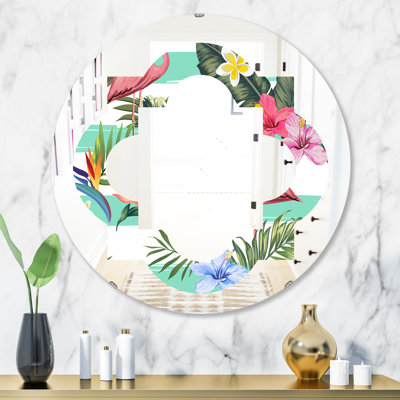 Miroir mural Quatrefoil Botanicals, Flowers and Flamingo