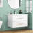 24-Inch Wall-Mounted Bathroom Vanity with Sink Combo,Double Drawers, Ceramic Basin, Easy Assemble,Long Handle In Gold Metal,2 Storage Drawers-119117013-119697173