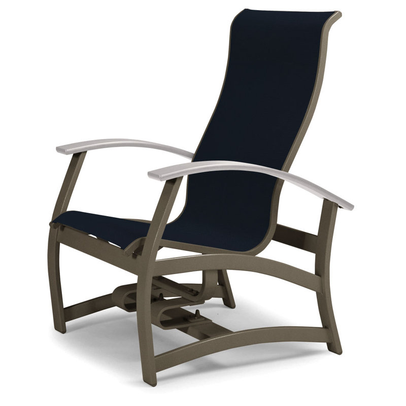 Belle Isle Outdoor Lounge Chair, Textured Beachwood, White P50, Navy 13D Sunbrella®
