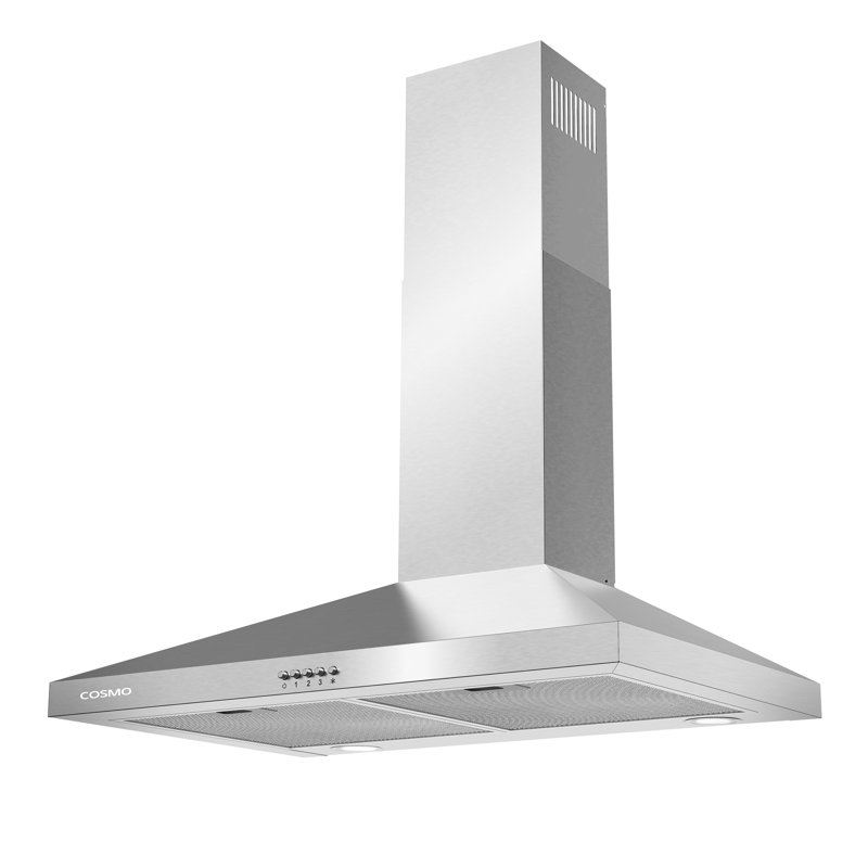 Cosmo 30 in. Nebula Collection 250 CFM Ducted Wall Mount Range Hood, Button Control, LED Lights, Mesh Filters, Stainless Steel