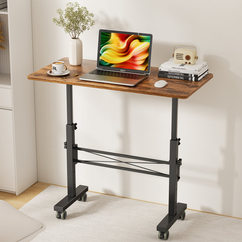 Bureau à hauteur réglable de 31,5 po avec roulettes verrouillables