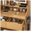 Table de coiffeuse compacte avec miroir lumineux à DEL, prise de courant, support pour sèche-cheveux et tabouret pour les petites chambres-129911233