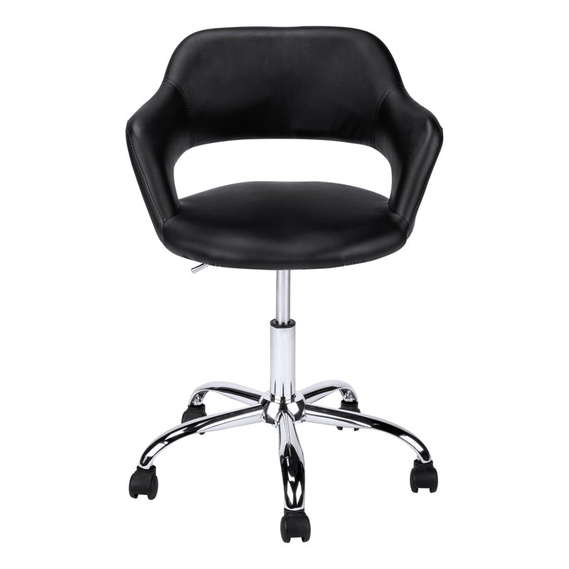 29" High Black Faux Leather Task Office Chair with Metal Base