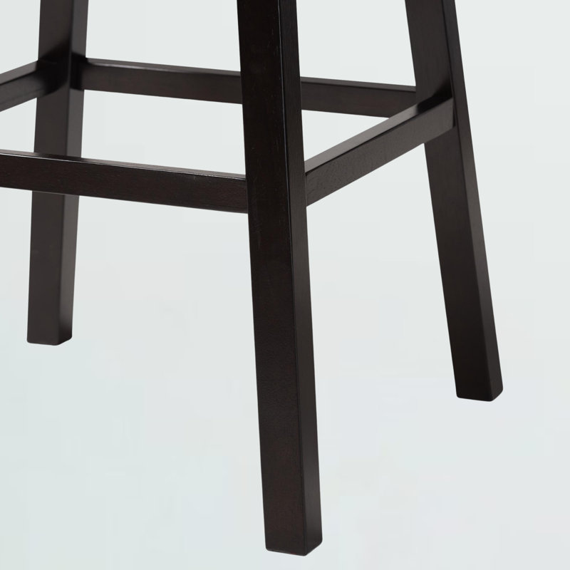 Upholstered Counter Stool with Solid Wood Frame, Black