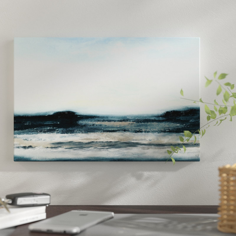« ocean marée i », impression sur toile, H 18 po x l 26 po x P 1,5 po, Toile encadrée noire, Pas de tapis