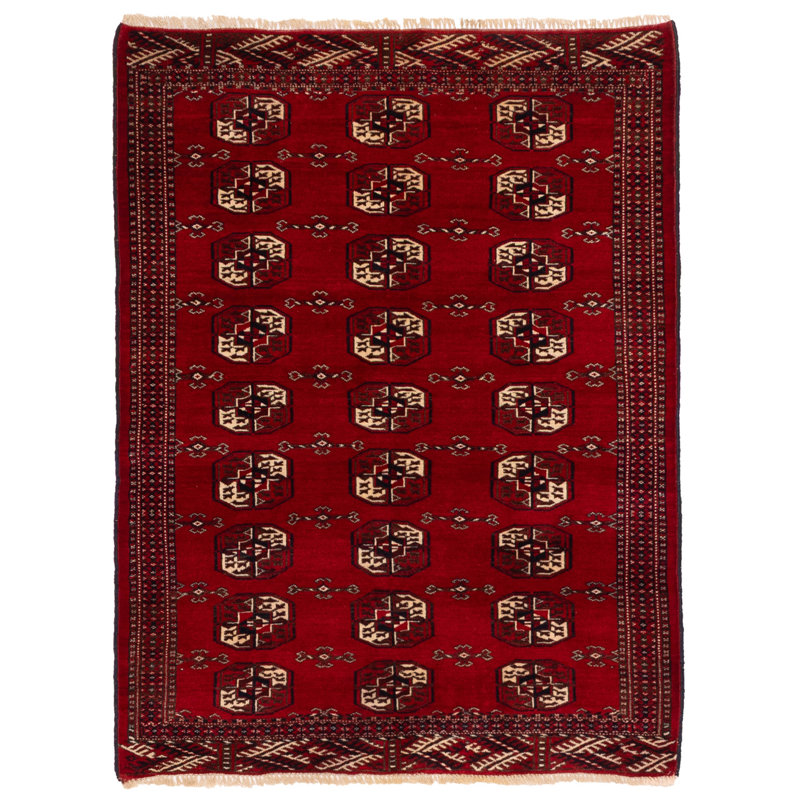 Tapis rouge Teimani 3 pi 5 po x 4 pi 7 po