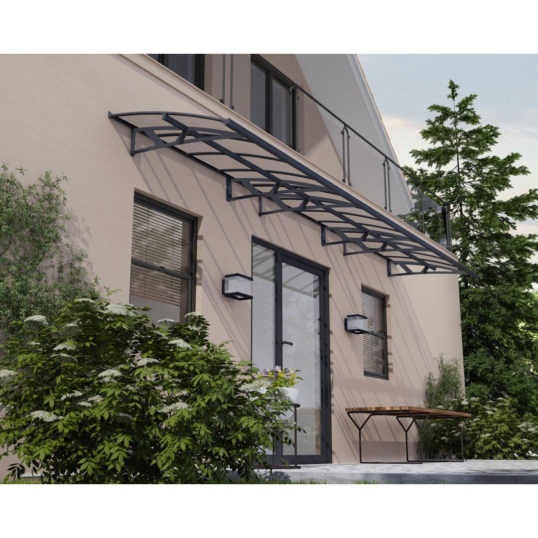Palram - Canopia Amsterdam 4' 7" D Acrylic Galvanized Steel Stationary Slope Door and Window Awning Gray Canopia Size: 13" H x 264" W x 60" D