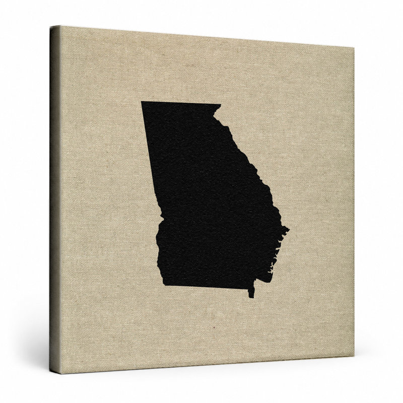 Georgia State Silhouette - art mural carré sur toile, 12" W x 12" H