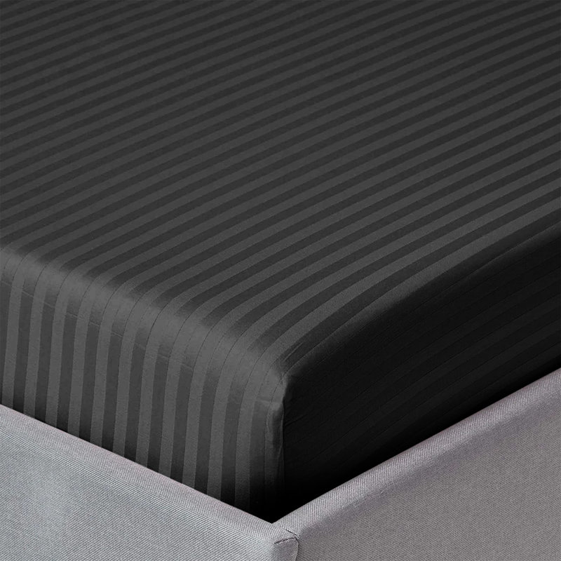 200 Thread Count Striped Microfiber Fitted Sheet, Black, Single (3')