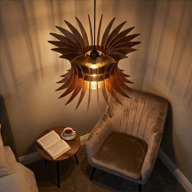 Pompilian Chandelier, Walnut/Black