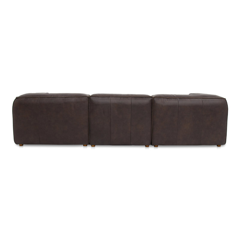 Form Astra 5 - Genuine Leather Modular Sectional with Ottoman, Brown Genuine Leather, 26" H x 112" W x 102.5" D