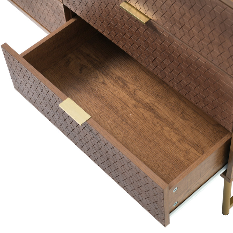 6 - Drawer Rectangle Accent Chest, Antique Bronze, Gold