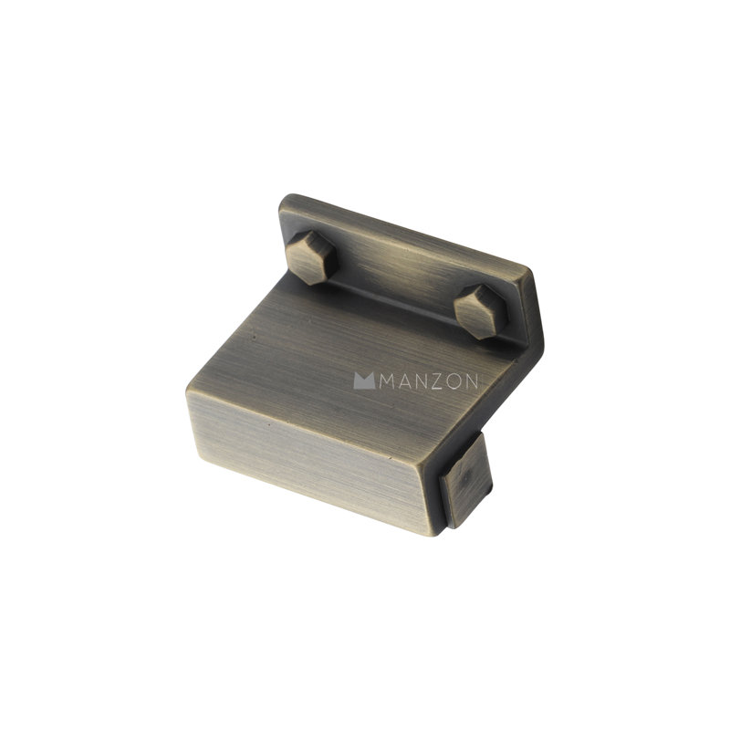 Railway 1 13/16" Length Rectangle Knob, Burnished Brass, 1 13/16"