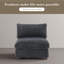 Upholstered Faux Rabbit Fur Flannel Armless Chair with Pillow Back, Single Chair Module Part For Sectional Sofa-256072441