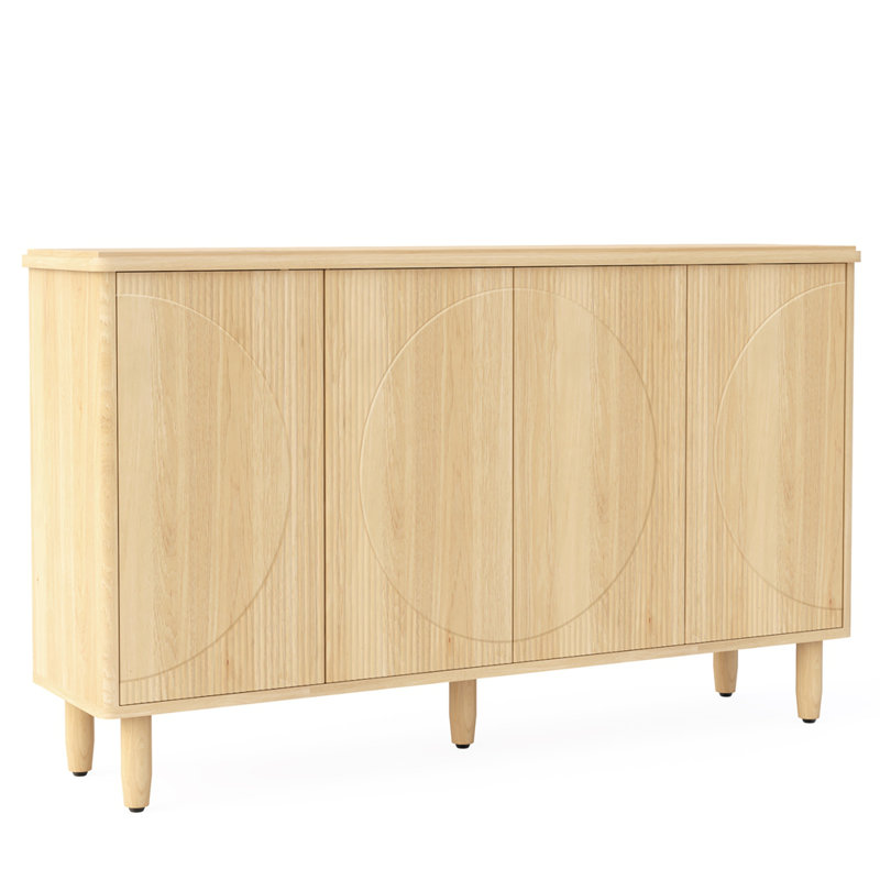 Buffet 59,74 "moderne en noyer avec rangement, Noyer