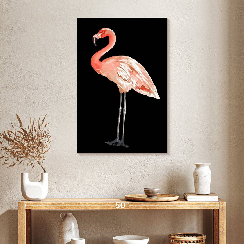 Brampt Flamingo On Black, 36" H x 24" W