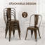 Ensemble de 5 chaises d'appoint empilables en métal, capacité de 159 kg (350 lb)-131030041