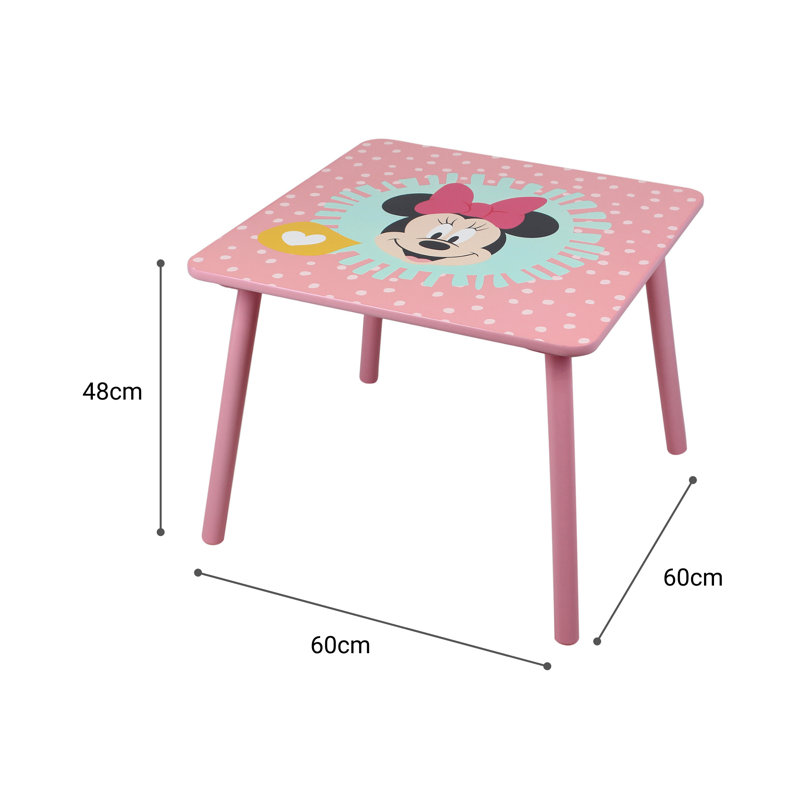 Disney Minnie Mouse Table and Chair Set for 2, Holds up to 30kg per stool, Perfect for Playtime and Activities - Small, Pink