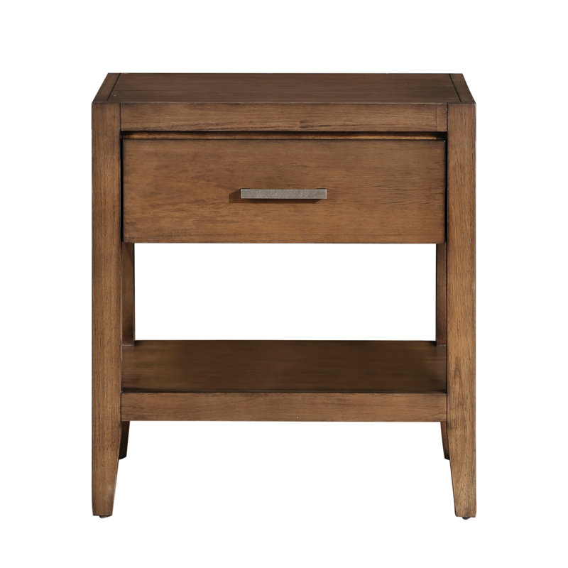 Table de chevet transitionnelle avec tablette ouverte et finition brune Abbotstown