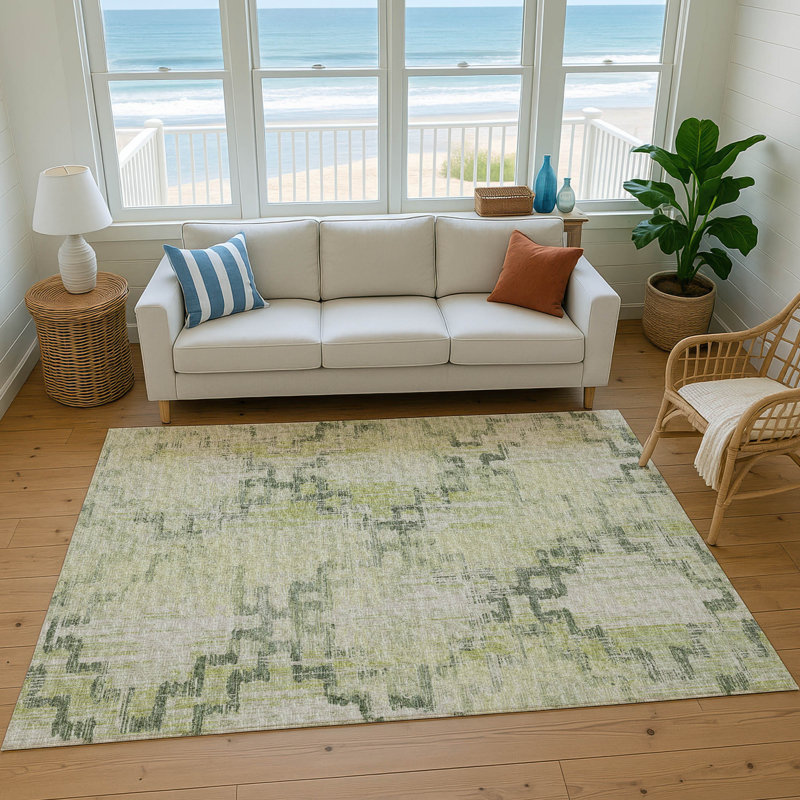 Tapis vert Taquoia AMF121 lavable à la machine de qualité supérieure, Rectangle 5 pi x 7 pi 6 po