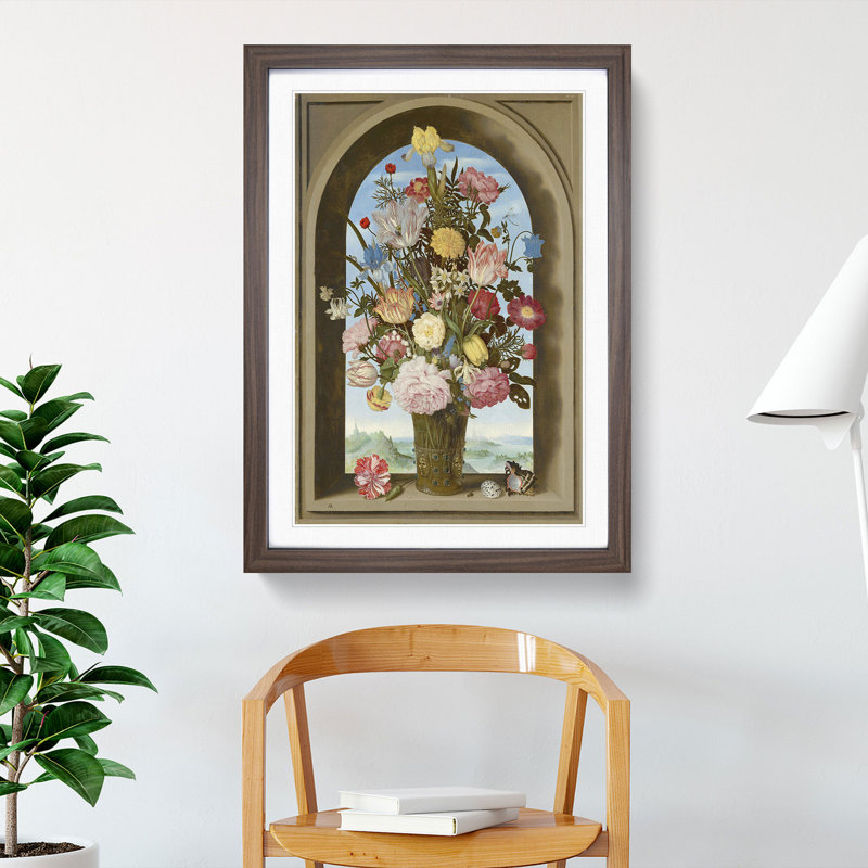 Still Life with Flowers Vol.4 by Ambrosius Bosschaert - Picture Frame Painting, Walnut, 65cm H x 48cm W x 2cm D