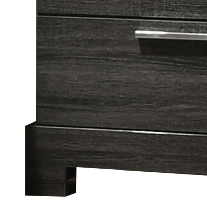 Table de chevet moderne en chêne gris 2, construction robuste et tiroir fonctionnel pour la chambre à coucher