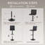 Tabourets de bar pivotants réglables, tabouret de bar à coussin de siège épaissi avec dossier, chaises de bar en cuir de polyuréthane à hauteur de comptoir pour îlot de cuisine, salle à manger, noir avec base noire (ensemble de 2)-1692007461-1692007481-1692007484