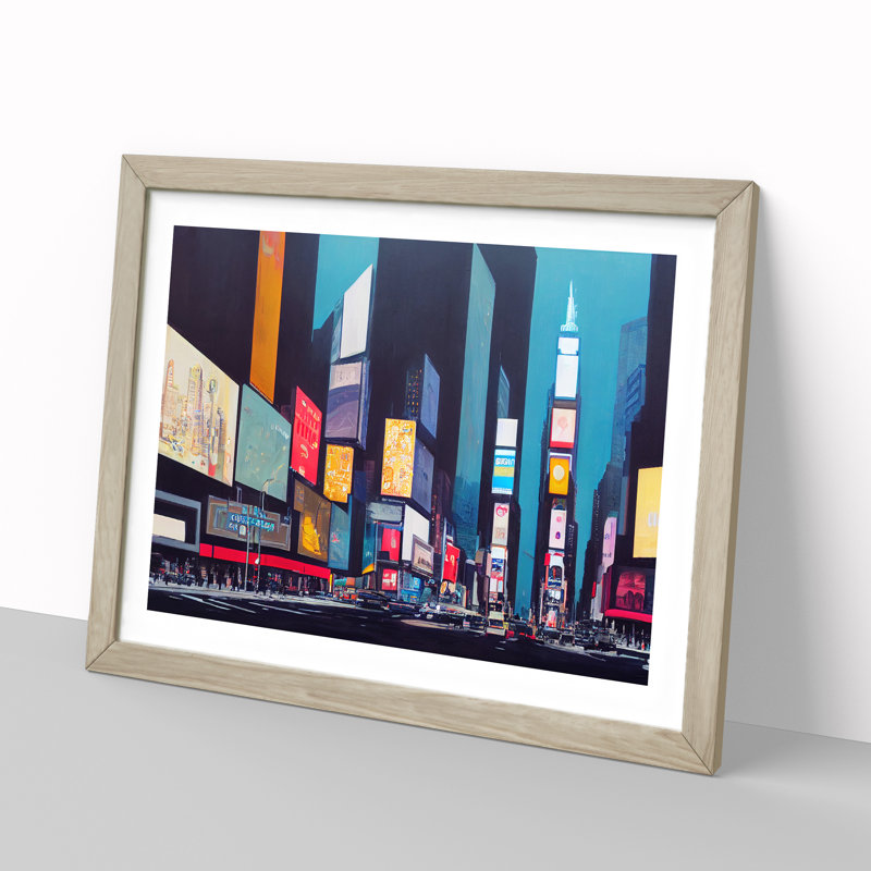 New York Times Square Vol.7 - Single Picture Frame Print, 34cm H x 46cm W x 2cm D, Oak