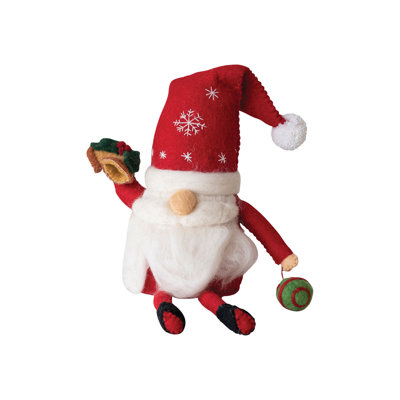 Handmade Wool Felt Santa Gnome With Embroidery