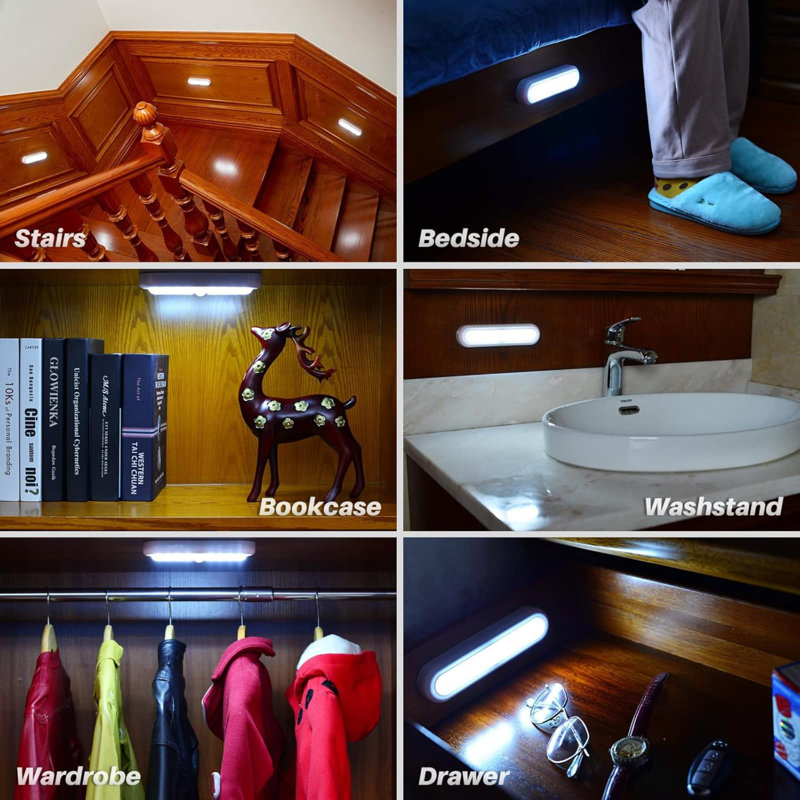 3 Pack 7 Motion Sensor Lights Indoor Battery Operated, Stick On LED Light For Closet, Stairs, Under Cabinet