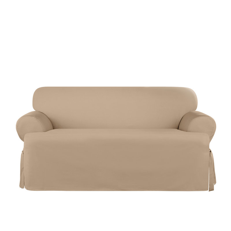 Pacific Blue Heavyweight Cotton Duck T-Cushion Loveseat Slipcover