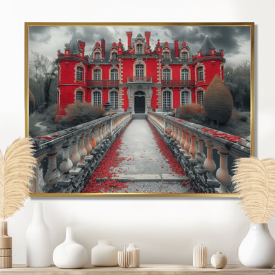 Décoration murale monochrome rouge en automne manoir en Allemagne II - Châteaux