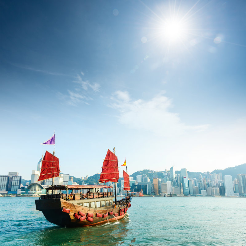 Traditional Chinese Junkboat by Loveguli - Wrapped Canvas Print, 30cm H x 30cm W